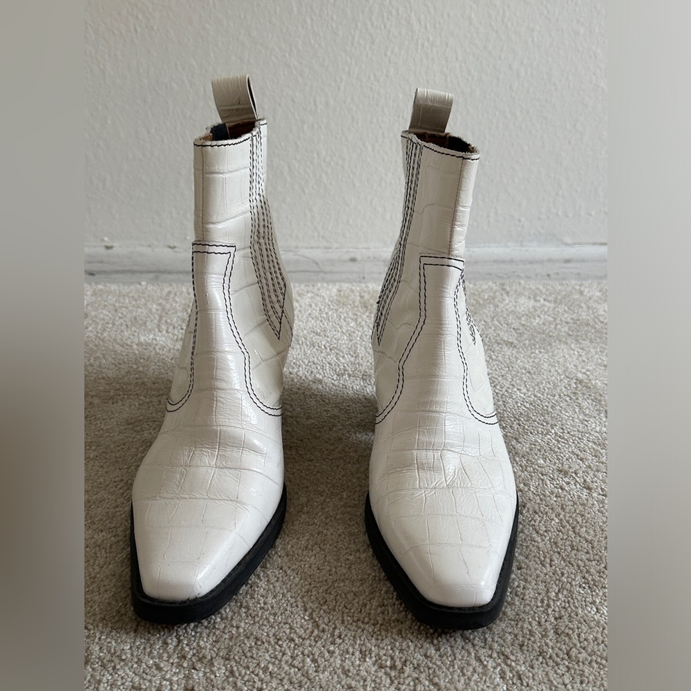 White Western Ganni Boots Size 40